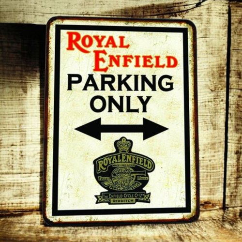 Plaque métal vintage royal enfield parking only