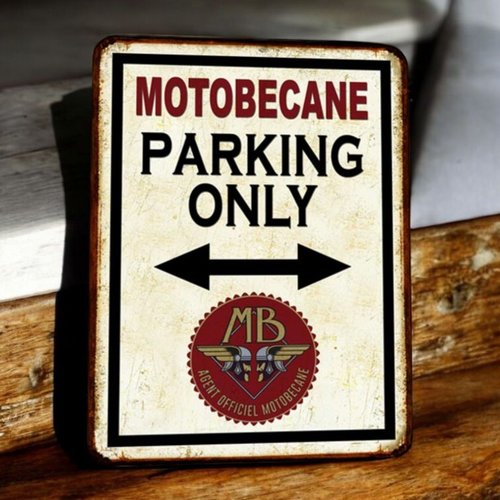 Plaque métal vintage motobécane parking only