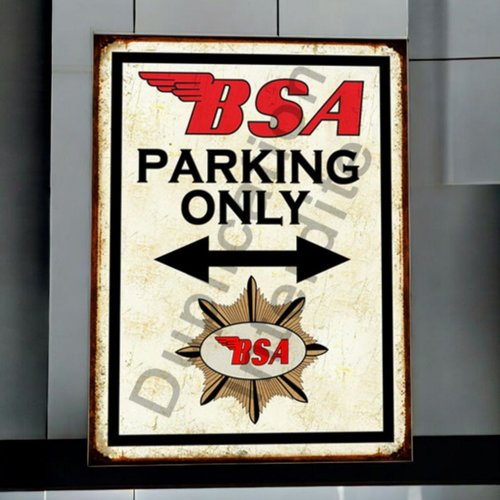 Plaque métal vintage bsa parking only