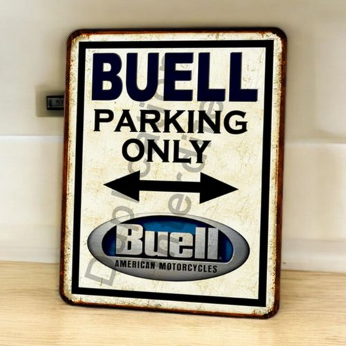 Plaque métal vintage buell parking only