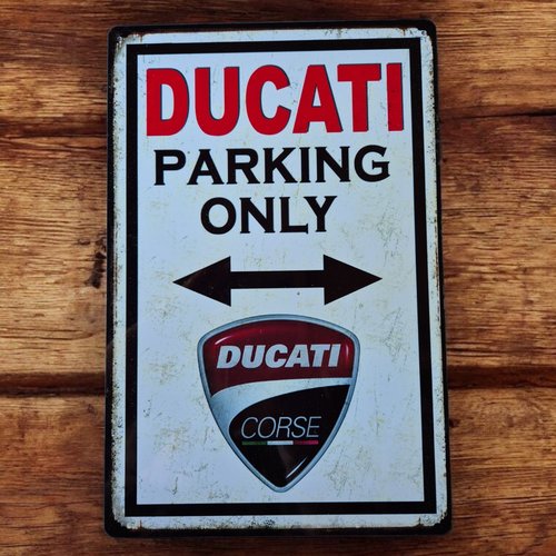 Plaque métal vintage ducati parking only