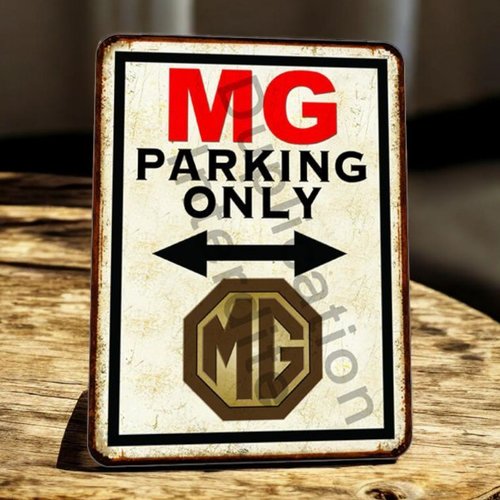 Plaque métal vintage mg parking only