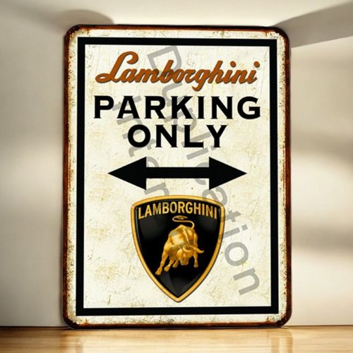 Plaque métal vintage lamborghini parking only