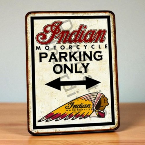 Plaque métal vintage indian parking only