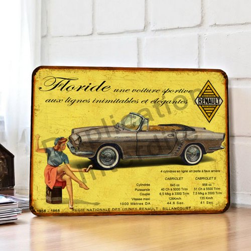 Plaque métal vintage renault floride