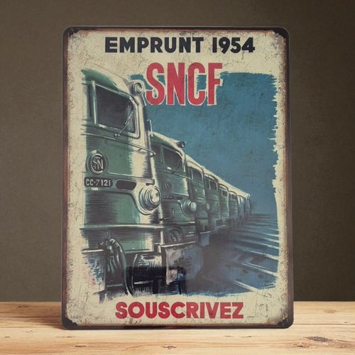 Plaque métal vintage sncf emprunt 1954