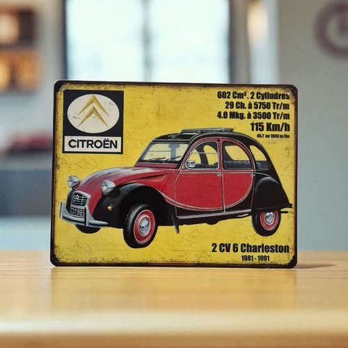 Plaque métal vintage citroën 2cv charleston