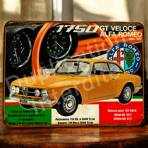 Plaque métal vintage alfa romeo 1750 veloce
