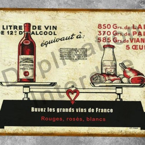Plaque métal vintage alcool