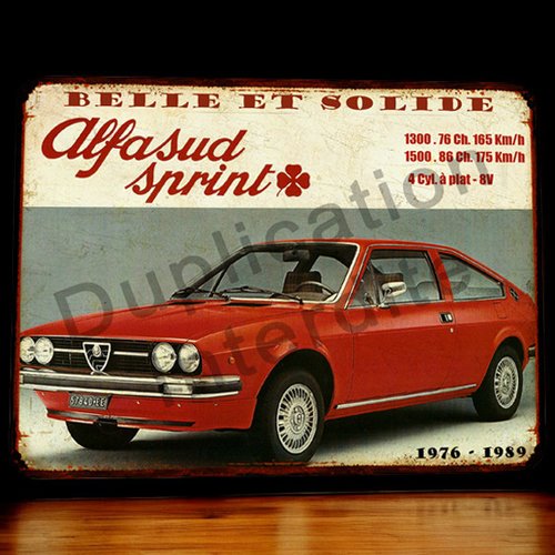 Plaque métal vintage alfa romeo alfasud sprint