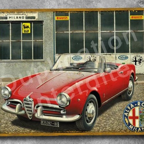Plaque métal vintage alfa romeo giulietta 1300