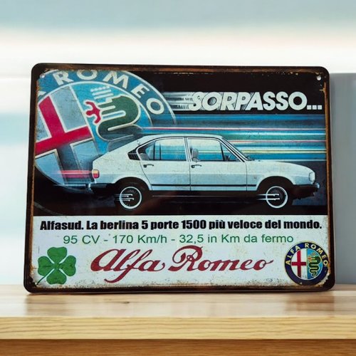 Plaque métal vintage alfa romeo alfasuc