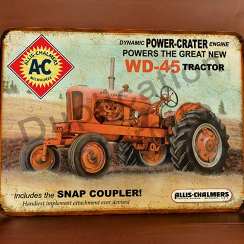 Plaque métal vintage allis chalmers wd 45