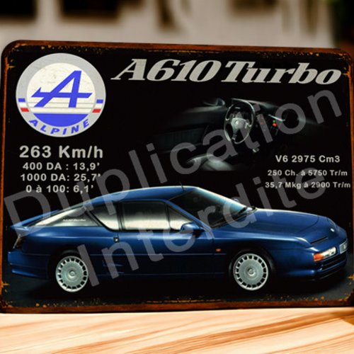 Plaque métal vintage renault alpine a610 (1992)