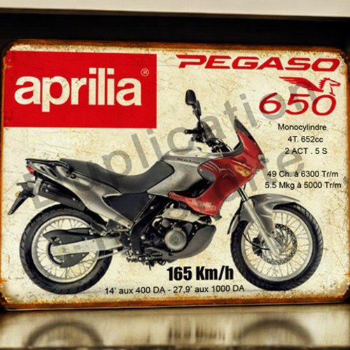 Plaque métal vintage aprilia pegaso 650
