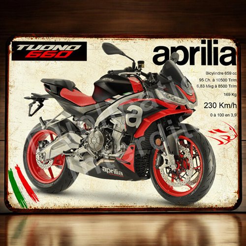 Plaque métal vintage aprilia tuono 650