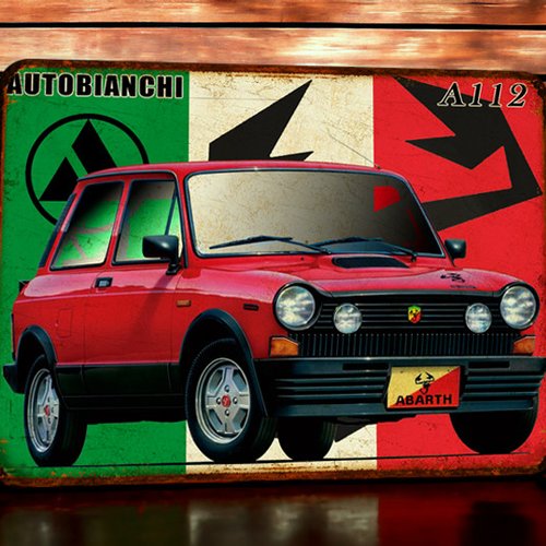 Plaque métal vintage autobianchi a112 abarth
