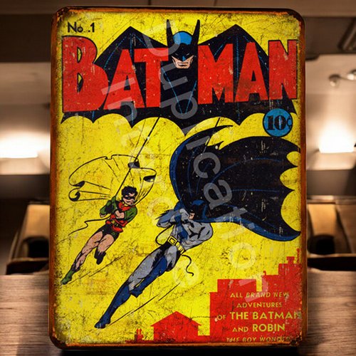 Plaque métal vintage batman et le joker