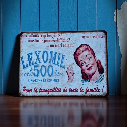 Plaque métal vintage lexomil