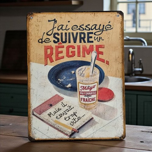 Plaque métal vintage régime