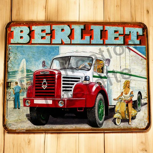 Plaque métal vintage berliet déménagement