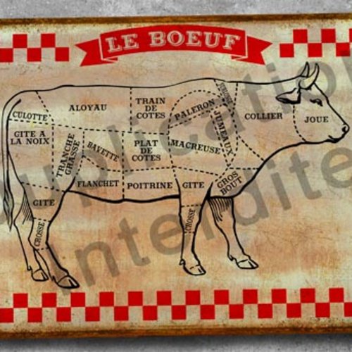 Plaque métal vintage boeuf
