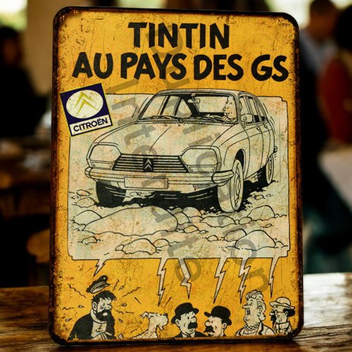 Plaque métal vintage tintin gs