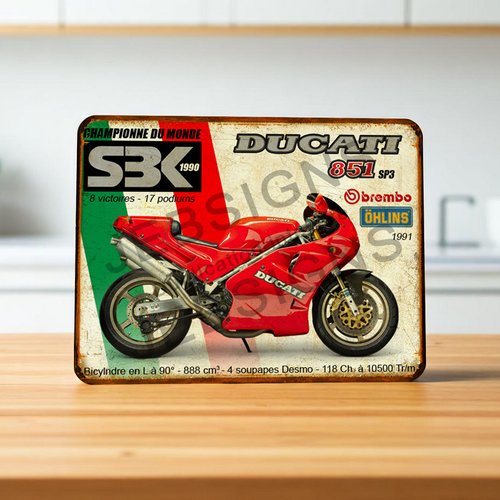 Plaque métal vintage ducati 851 sp3