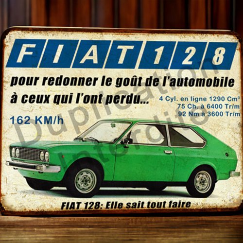 Plaque métal vintage fiat 124