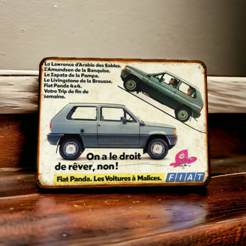 Plaque métal vintage fiat panda
