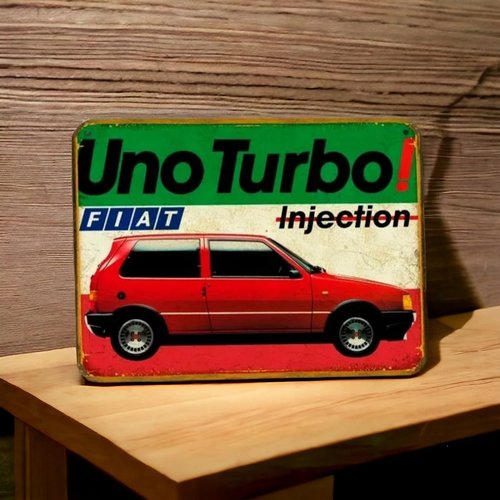 Plaque métal vintage fiat uno turbo