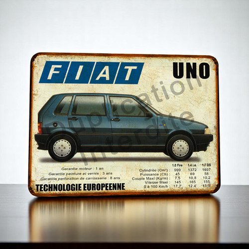 Plaque métal vintage fiat uno