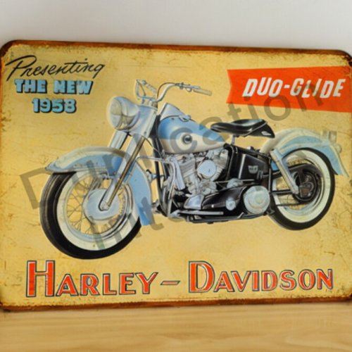 Plaque métal vintage harley davidson duo glide 1958