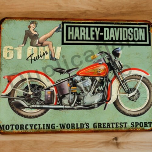 Plaque métal vintage harley davidson ohv61