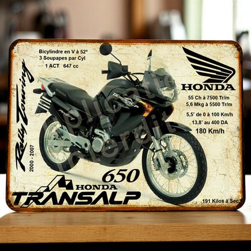 Plaque métal vintage honda transalp 650