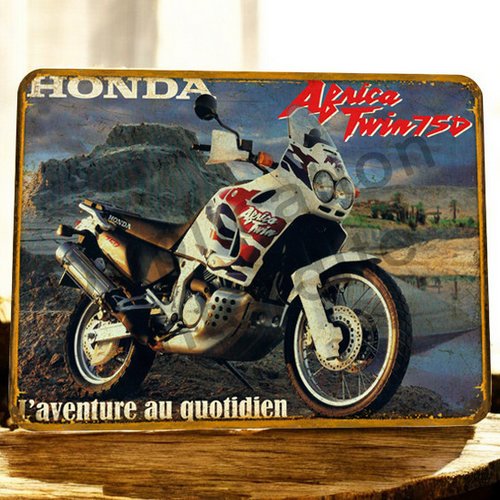 Plaque métal vintage honda africa twin 750