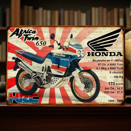 Plaque métal vintage honda africa twin 650