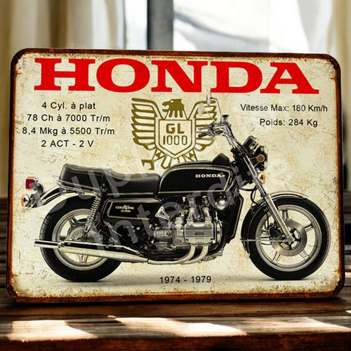 Plaque métal vintage honda gl 1000 goldwing