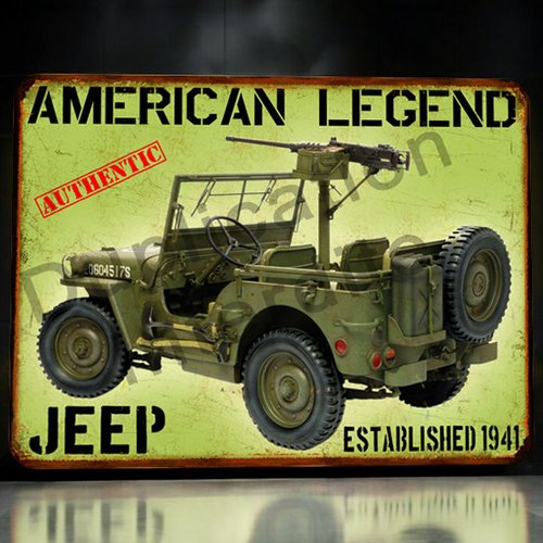 Plaque métal vintage jeep