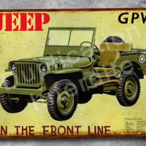 Plaque métal vintage jeep
