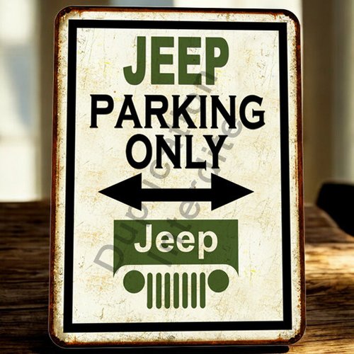 Plaque métal vintage jeep parking only