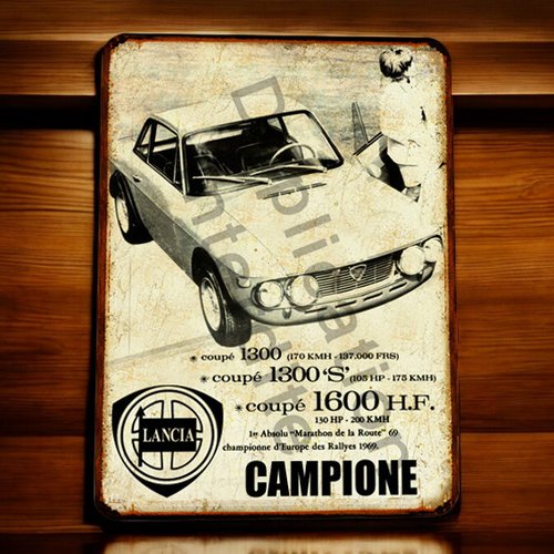 Plaque métal vintage lancia 1300 / 1600