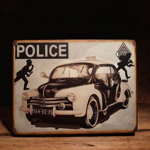 Plaque métal vintage renault 4cv