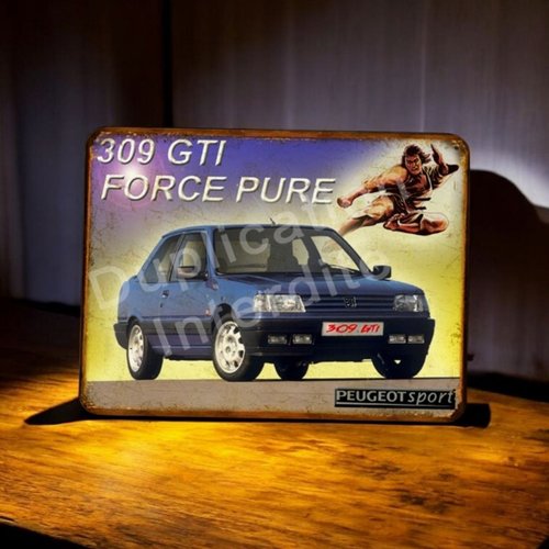 Plaque métal vintage peugeot 309 gti