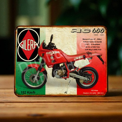 Plaque métal vintage gilera 600 rc