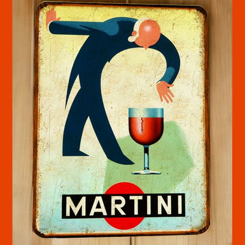 Plaque métal vintage martini