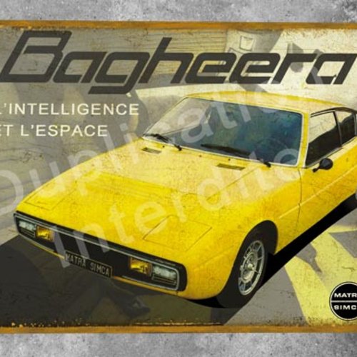 Plaque métal vintage matra simca baghera