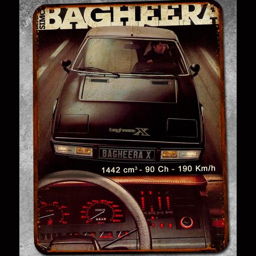 Plaque métal vintage matra simca baghera