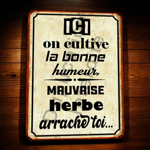 Plaque métal vintage mauvaise herbe