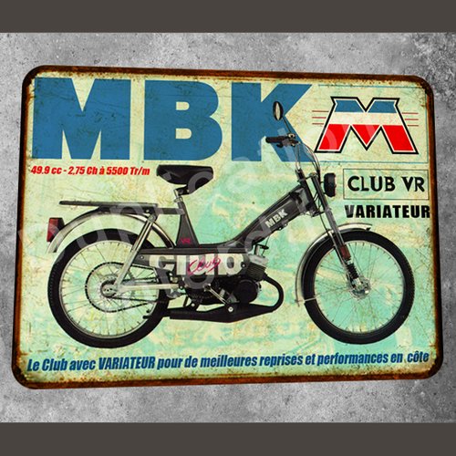 Plaque métal vintage mbk club vr